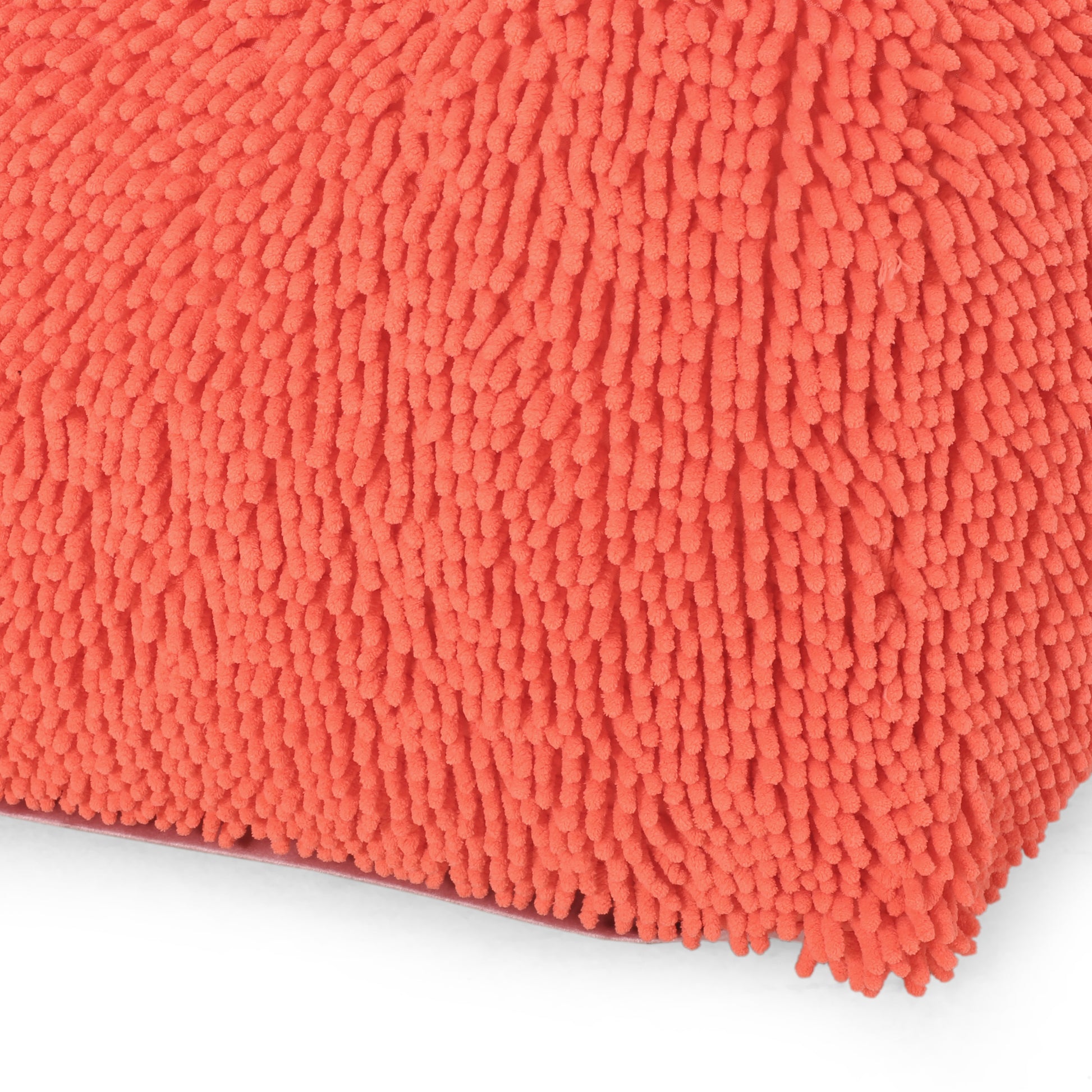 Spongy Microfiber Square Pouf, Coral Coral Microfiber