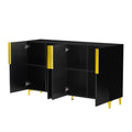 Glossy Finish Light Luxury Storage Cabinet, Adjustable, Suitable For Living Room, Study, Hallway. Black Mdf