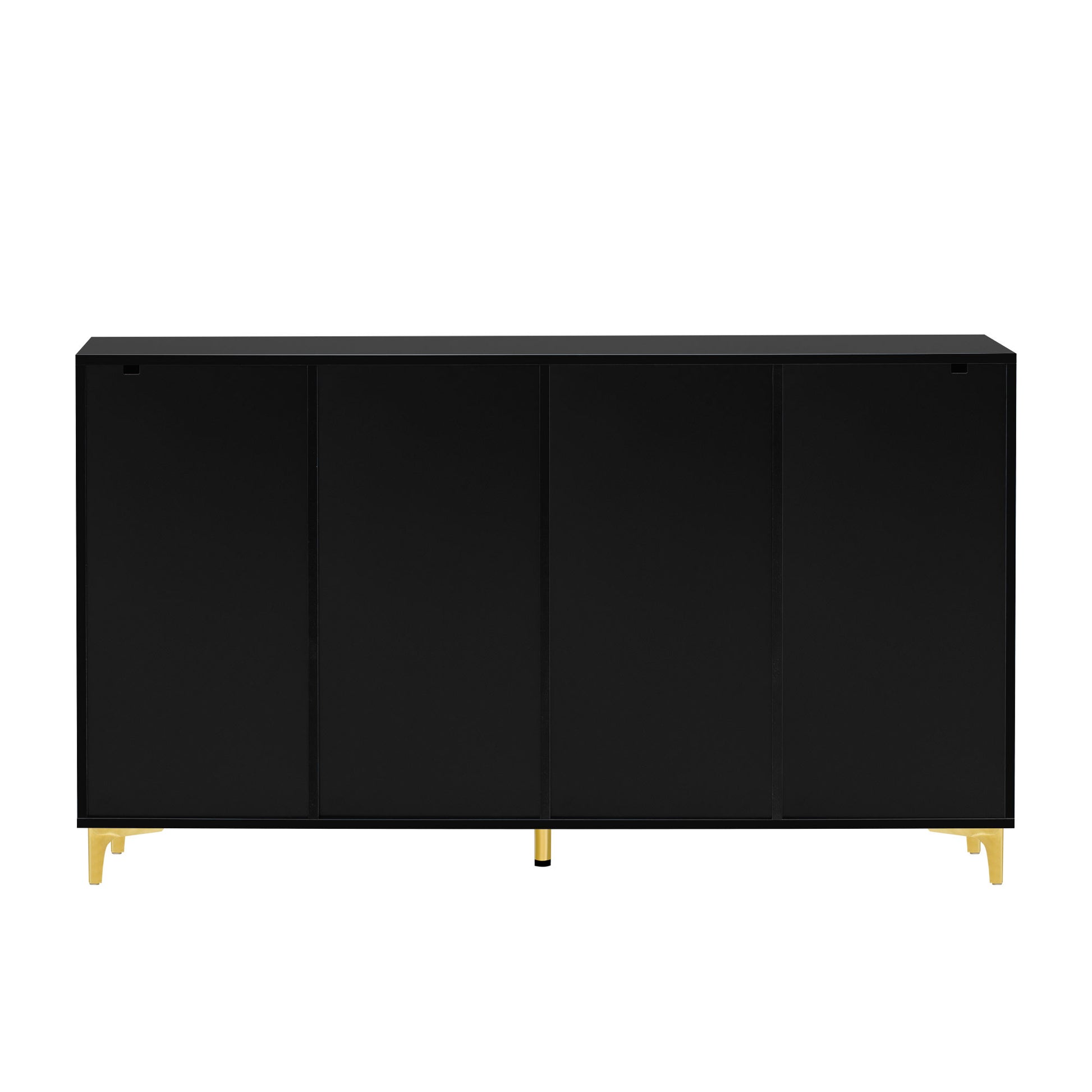 Glossy Finish Light Luxury Storage Cabinet, Adjustable, Suitable For Living Room, Study, Hallway. Black Mdf