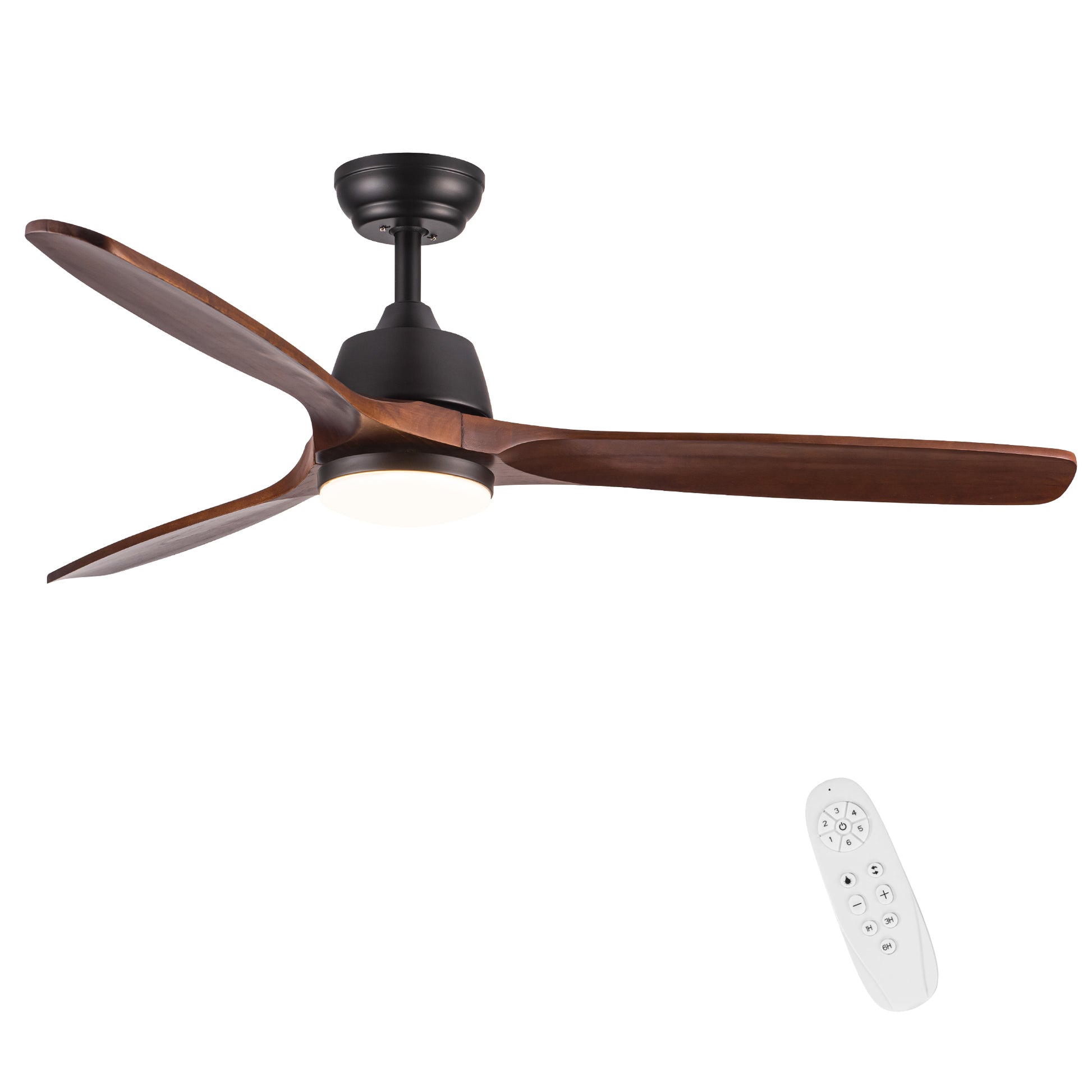 52" Yuhao Farmhouse Rustic Led Ceiling Fan With Remote Control Brown Wood