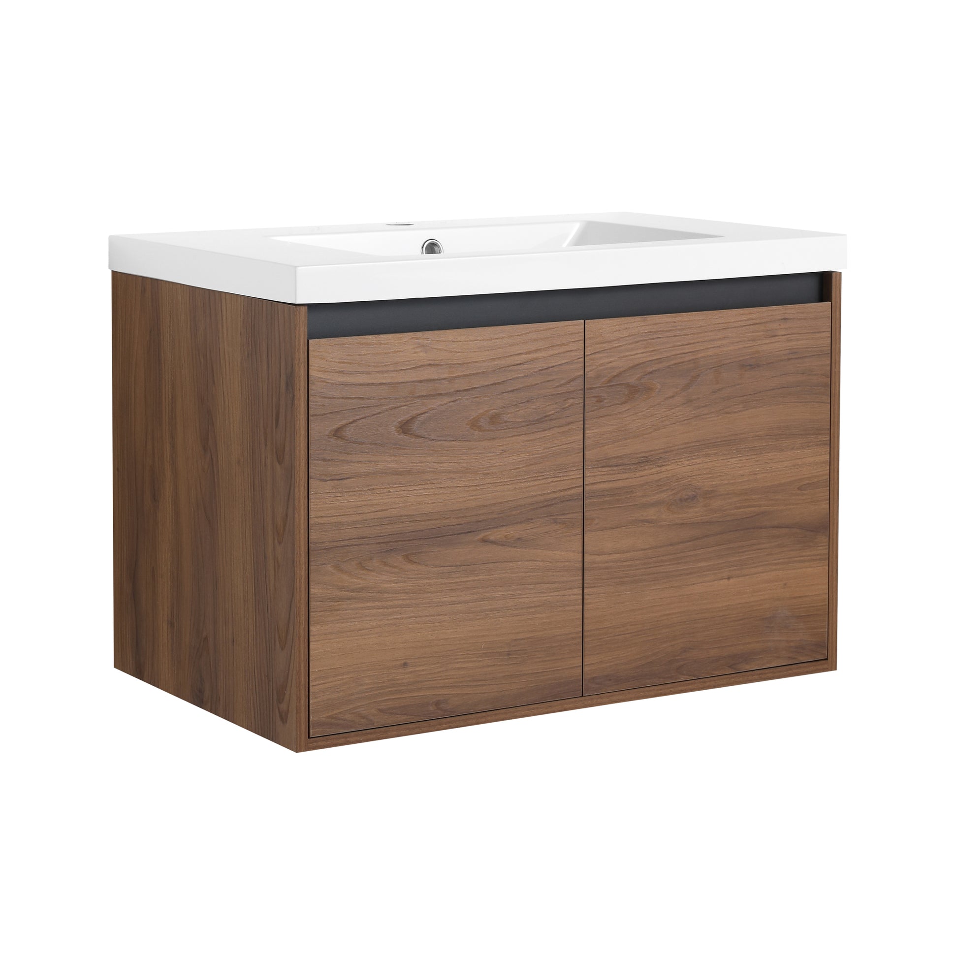 Brown 30 Inch Bathroom Vanity With Resin Countertop Sink, 2 Doors Bathroom Cabinet Set Brown Bathroom American Design Engineered Wood