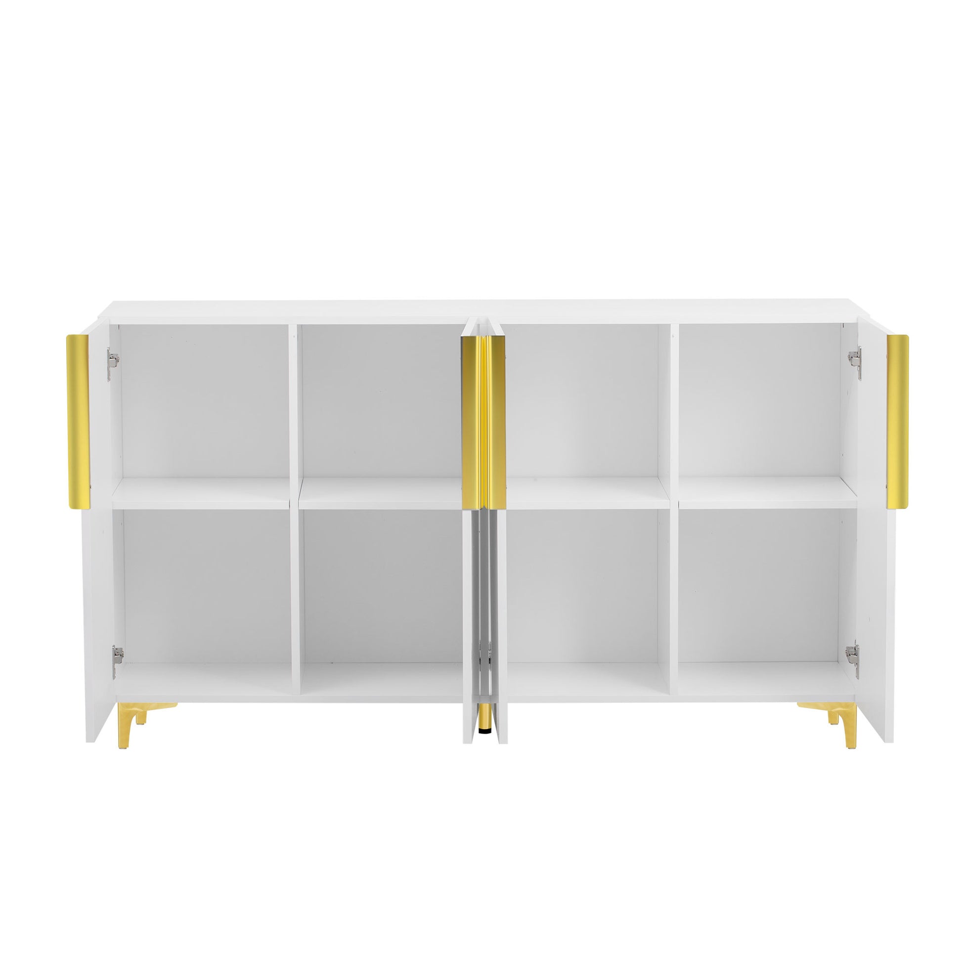 Glossy Finish Light Luxury Storage Cabinet, Adjustable, Suitable For Living Room, Study, Hallway. White Mdf