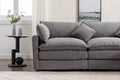 Modular Sectional Sofa, 3 Seater Sofa With Ottoman, Modern L Shaped Sofa For Living Room Bedroom Apartment Grey Wood Fabric