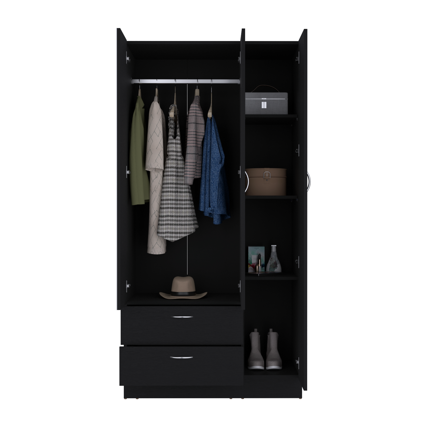 Armoire Haddam, Bedroom, Black Black Particle Board Engineered Wood