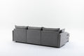 Modular Sectional Sofa, 3 Seater Sofa With Ottoman, Modern L Shaped Sofa For Living Room Bedroom Apartment Grey Wood Fabric