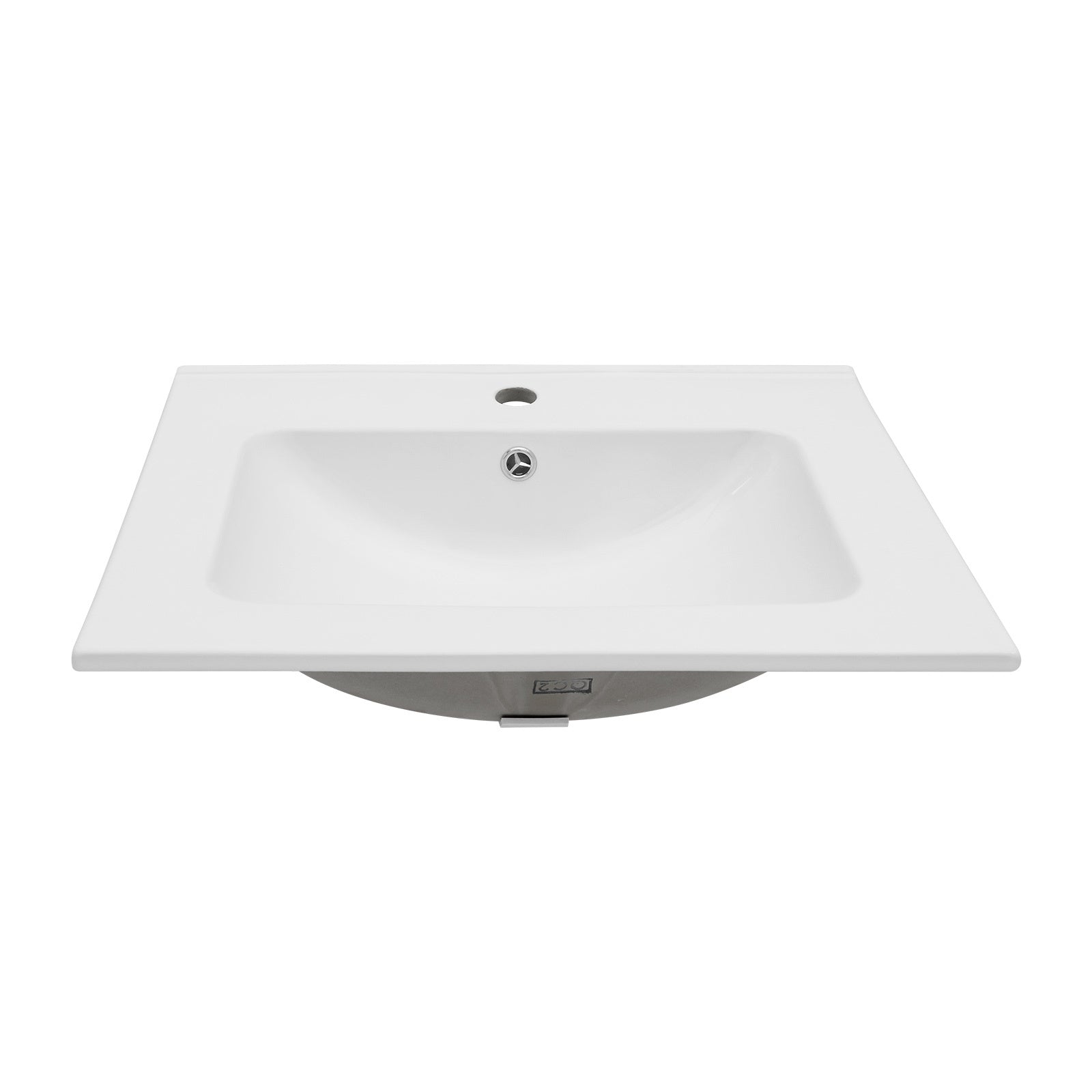 24"X19.7" White Rectangular Single Vanity Top With 1 Faucet Hole And Overflow Sink Only White Ceramic