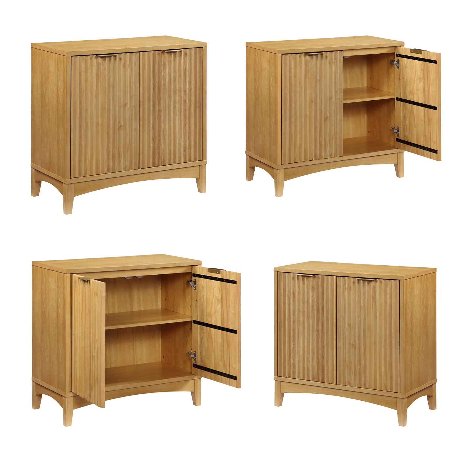 Storage Cabinet With 2 Doors And Adjustable Shelves, Kitchen Cabinetwooden Buffet Cabinet For Living Room, Bedroom, Dining Room,Natural Natural Rubber Wood