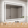 Led Bathroom Mirror, 32X48 Inch Bathroom Vanity Mirrors With Lights, Mirrors For Wall With Smart Touch Button, Anti Fog, Memory Function, Stepless Dimmable Makeup Mirror Horizontal Vertical White Aluminium