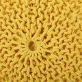 Bordeaux Knitted Cotton Round Pouf, Yellow Yellow Cotton