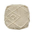 Merloh Square Pouf, Ivory Ivory Wool