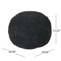 Bordeaux Knitted Cotton Round Pouf, Dark Gray Dark Gray Cotton