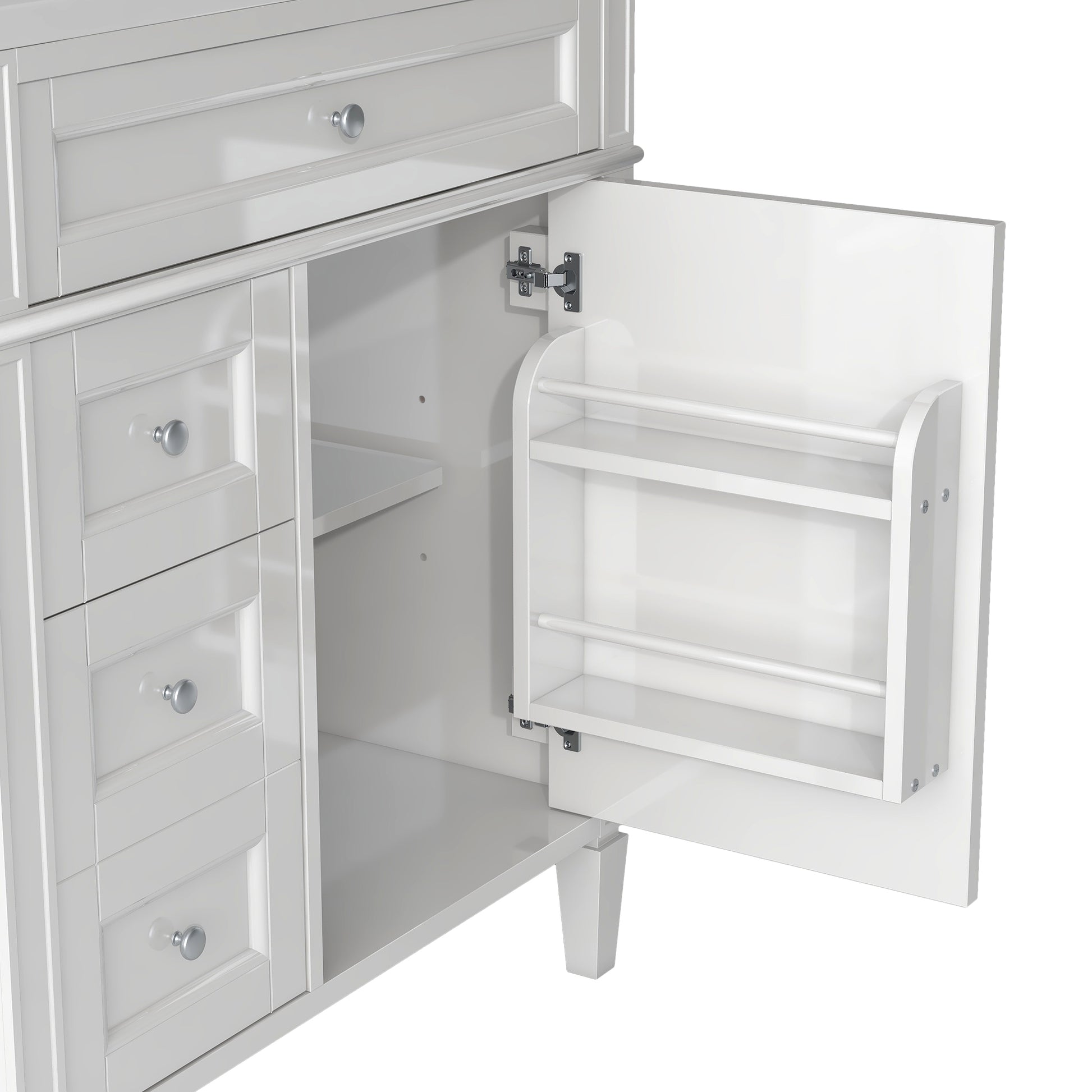 30'' Bathroom Vanity With Top Sink, Modern Bathroom Storage Cabinet With 2 Drawers And A Tip Out Drawer, Freestanding Vanity Set With Mirror Cabinet, Single Sink Bathroom Vanity White Bathroom Solid