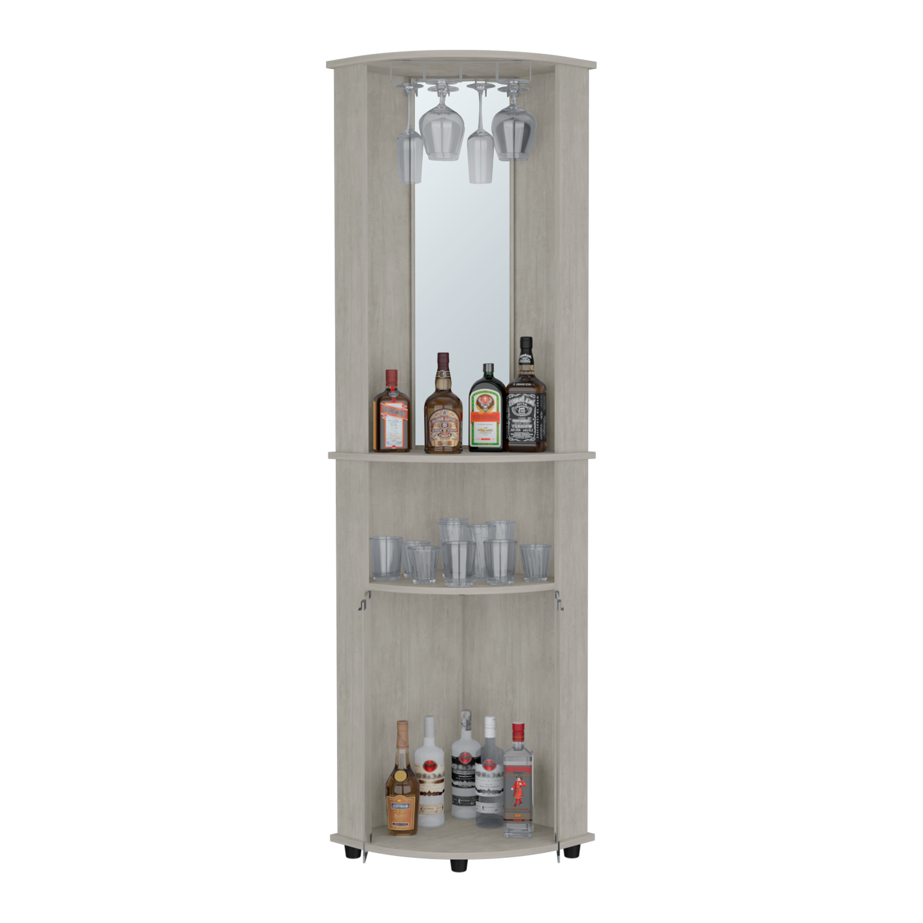 Corner Bar Cabinet Rialto, Living Room, Concrete Gray Grey Particle Board Engineered Wood