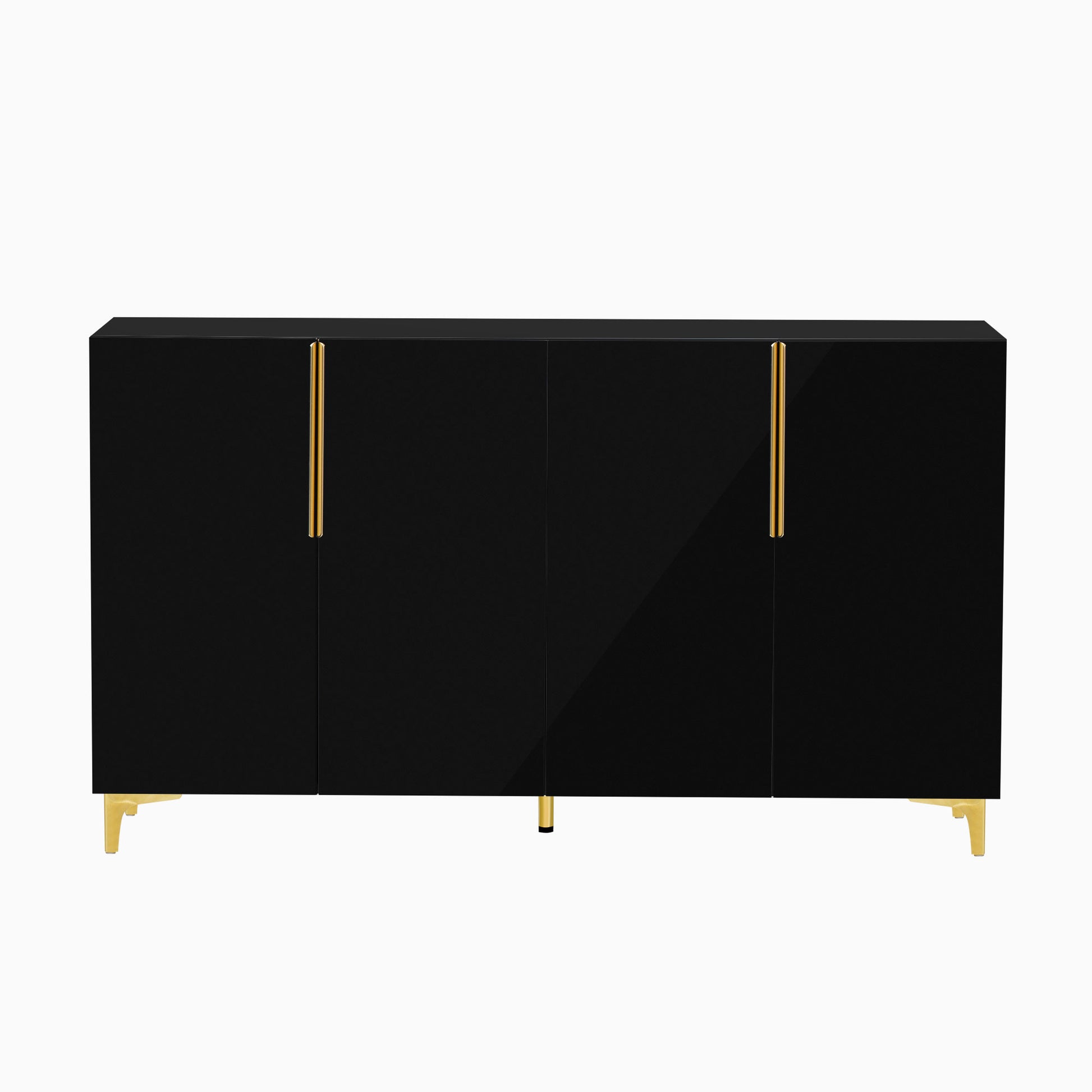 Glossy Finish Light Luxury Storage Cabinet, Adjustable, Suitable For Living Room, Study, Hallway. Black Mdf