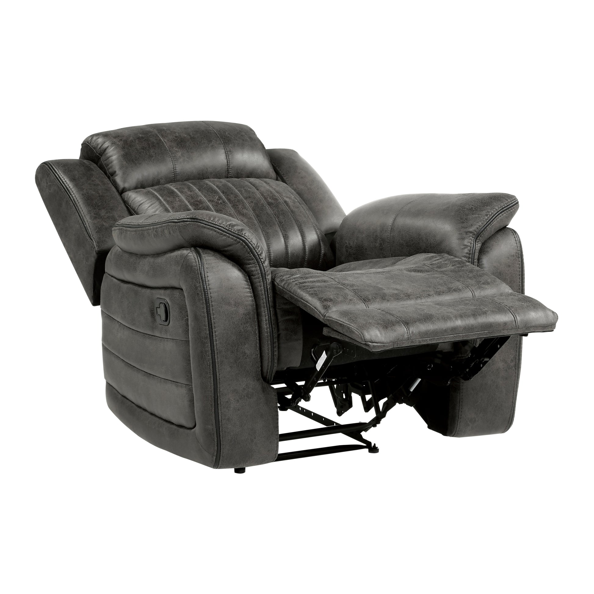 Classic Brownish Gray 1Pc Reclining Chair Plush Comfort Pillow Top Arms Vertical Tufting Solid Wood Transitional Living Room Furniture Gray Primary Living Space Classic,Transitional Wood