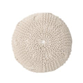 Bordeaux Knitted Cotton Round Pouf, Beige Beige Cotton