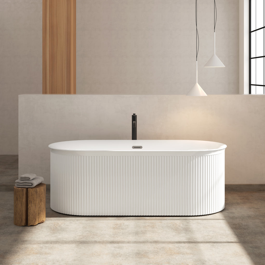 67" Acrylic Freestanding Bathtub Acrylic Soaking Tubs, Fluted Style Gloss White Freestanding Bathtub With Classic Slotted Overflow And Toe Tap Drain In Chrome, 02149 Glossy White Oval Bathroom Freestanding Tubs Polished 61 69 In Contemporary Soaking