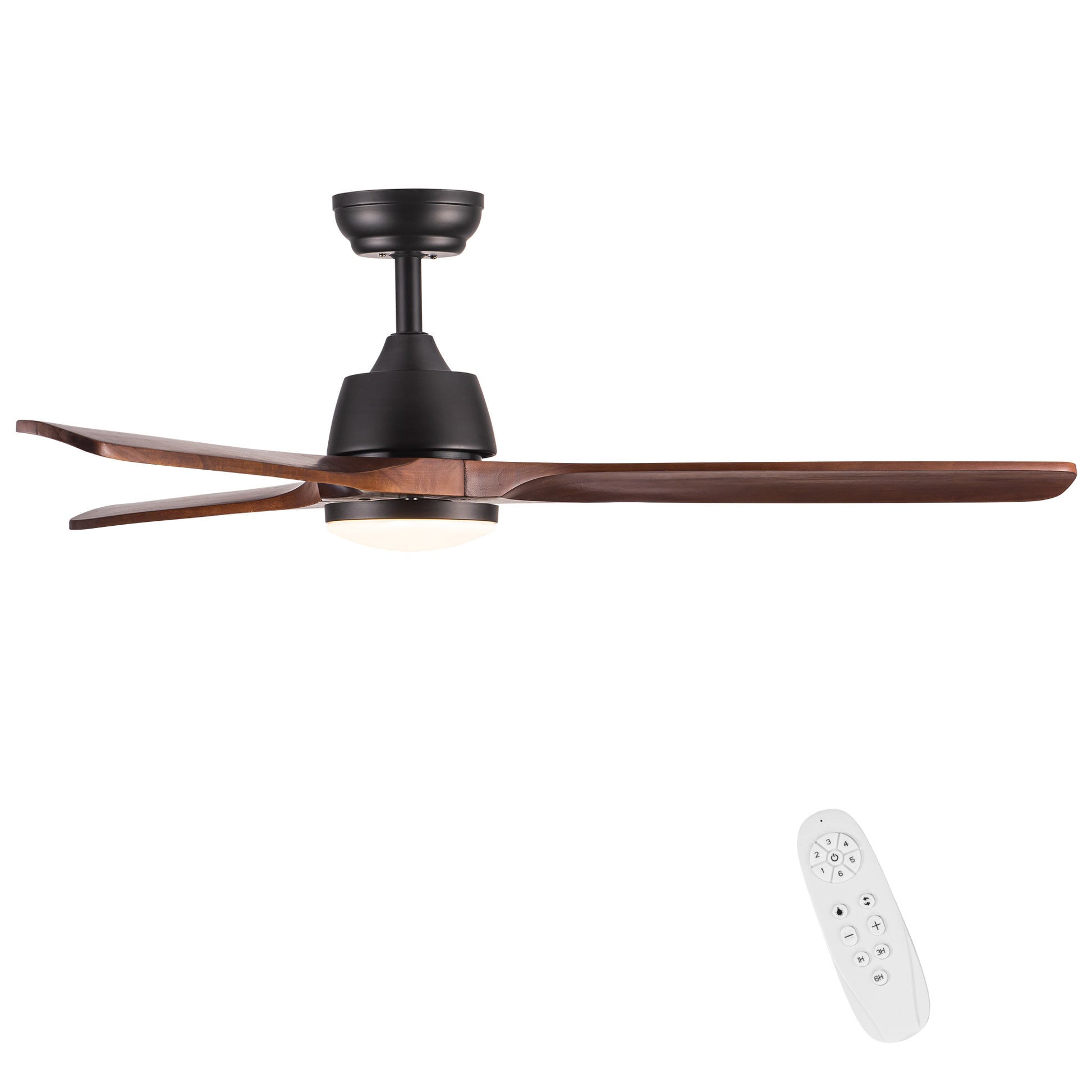 52" Yuhao Farmhouse Rustic Led Ceiling Fan With Remote Control Brown Wood