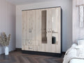 Armoire Ron, Bedroom, Black Light Gray Light Gray Particle Board Engineered Wood