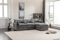 Modular Sectional Sofa, 3 Seater Sofa With Ottoman, Modern L Shaped Sofa For Living Room Bedroom Apartment Grey Wood Fabric