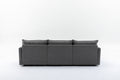 Modular Sectional Sofa, 3 Seater Sofa With Ottoman, Modern L Shaped Sofa For Living Room Bedroom Apartment Grey Wood Fabric