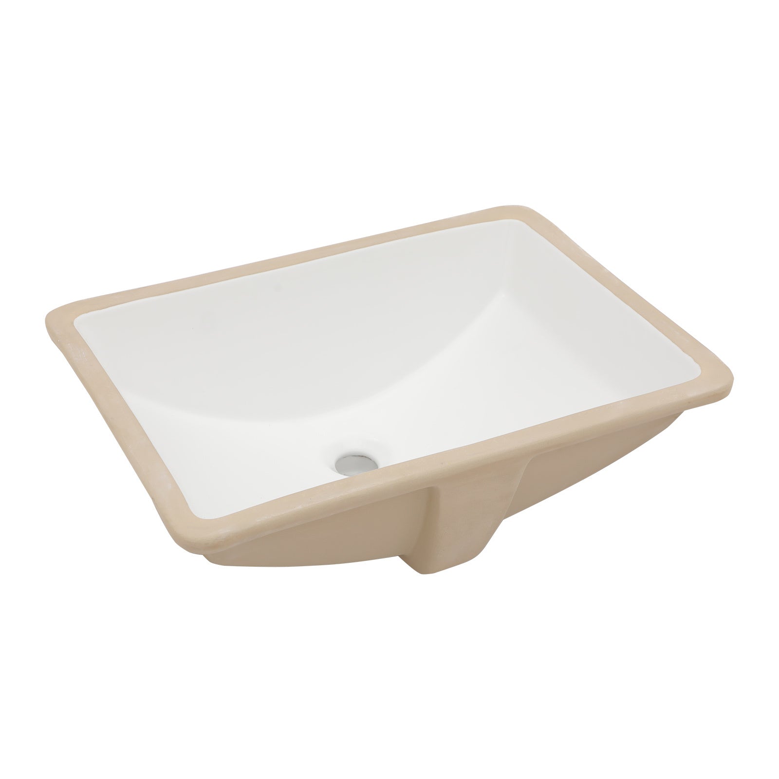 21.5"X15" White Ceramic Rectangular Undermount Bathroom Sink With Overflow White Ceramic