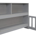 Twin Floor Bed With Bedside Bookcase,Shelves,Guardrails,Grey Twin Grey Bedroom American Design Pine