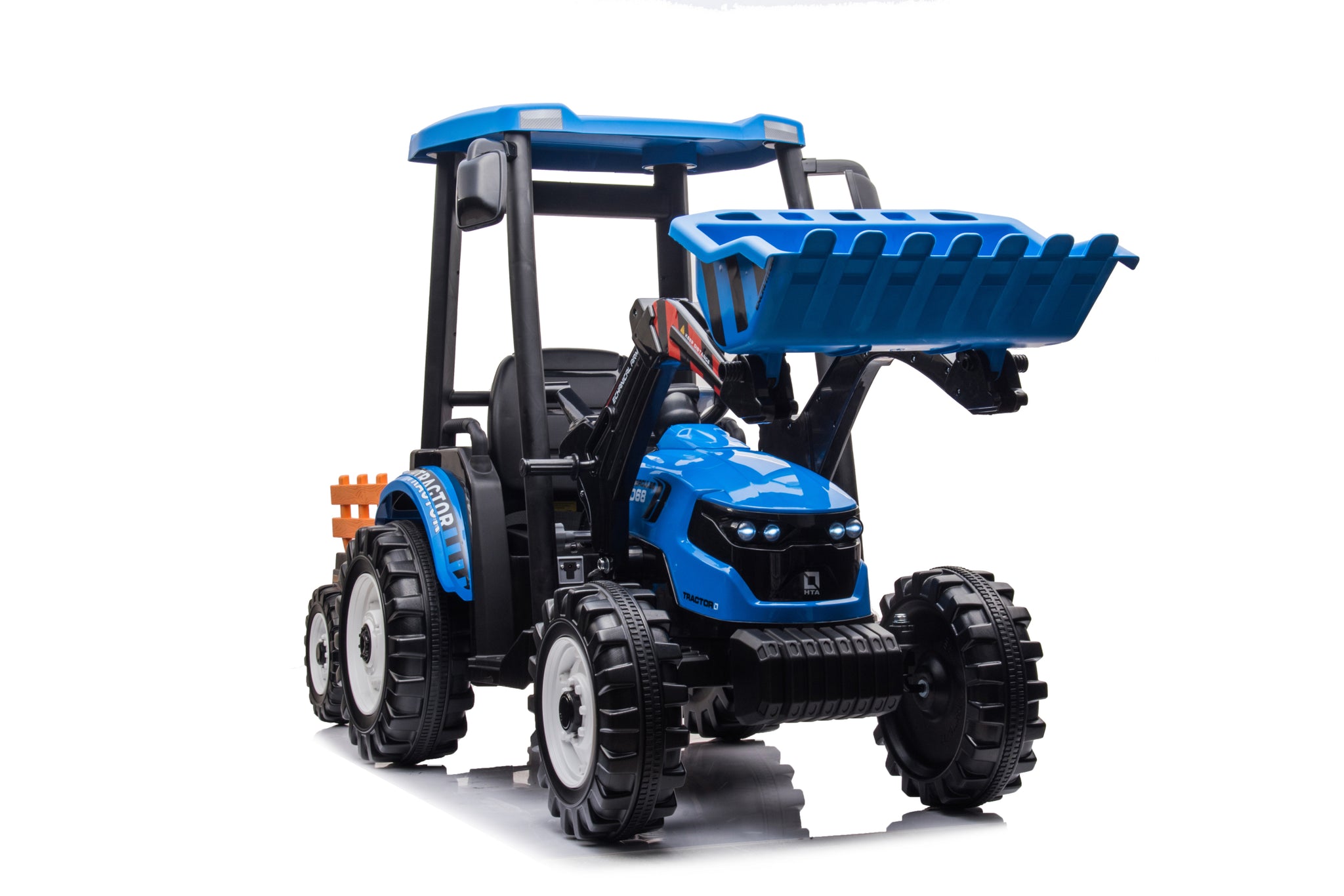 24V Kids 3In1 Ride On Tractor, Pedal Tractors With Working Loader And Backhoe Digger, Kids' Ride On Car Toys, Battery Powered Electric Vehicles With Trailer, Digger For Toddlers Blue Blue Plastic