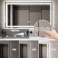 Led Bathroom Mirror, 30X55 Inch Bathroom Vanity Mirrors With Lights, Mirrors For Wall With Smart Touch Button, Anti Fog, Memory Function, Stepless Dimmable Makeup Mirror Horizontal Vertical White Aluminium
