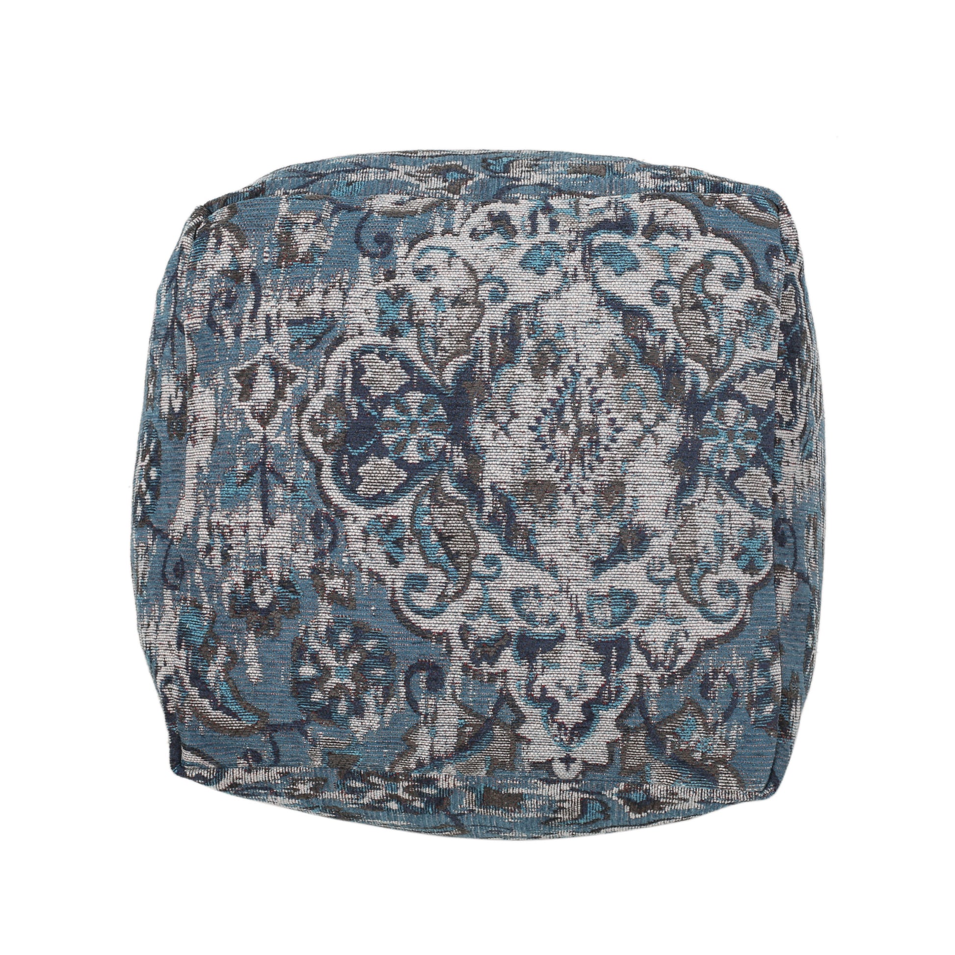 Anita Square Pouf, Blue Blue Fabric