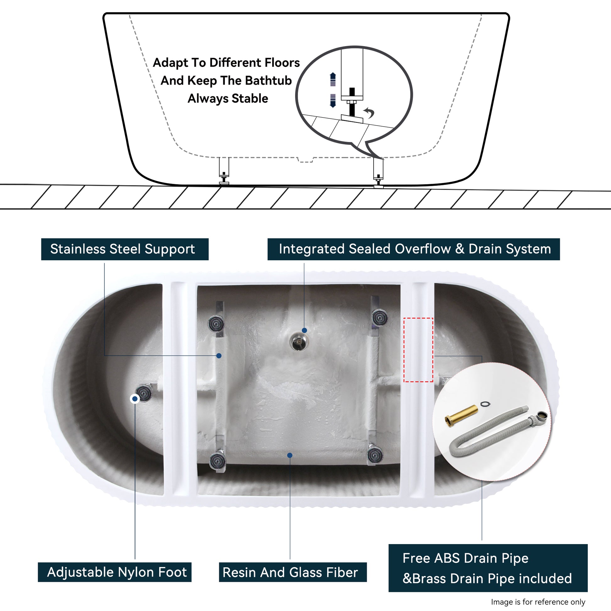 67" Acrylic Freestanding Bathtub Acrylic Soaking Tubs, Fluted Style Gloss White Freestanding Bathtub With Classic Slotted Overflow And Toe Tap Drain In Chrome, 02149 Glossy White Oval Bathroom Freestanding Tubs Polished 61 69 In Contemporary Soaking