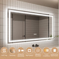 Led Bathroom Mirror, 30X55 Inch Bathroom Vanity Mirrors With Lights, Mirrors For Wall With Smart Touch Button, Anti Fog, Memory Function, Stepless Dimmable Makeup Mirror Horizontal Vertical White Aluminium