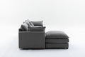 Modular Sectional Sofa, 3 Seater Sofa With Ottoman, Modern L Shaped Sofa For Living Room Bedroom Apartment Grey Wood Fabric