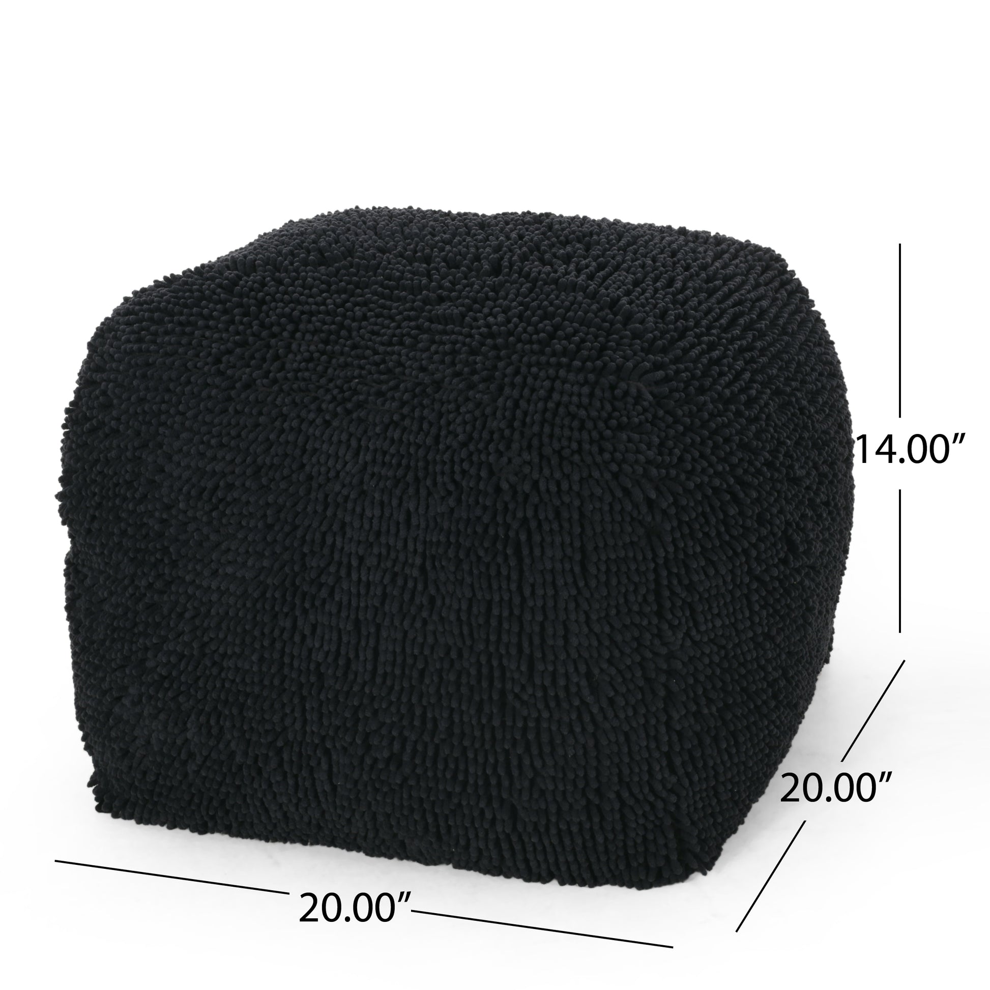 Spongy Microfiber Square Pouf, Dark Charcoal Charcoal Microfiber