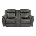 Classic Brownish Gray 1Pc Double Reclining Loveseat With Storage Console Cupholder Plush Comfort Pillow Top Arms Vertical Tufting Solid Wood Transitional Living Room Furniture Gray Microfiber Wood Primary Living Space Classic,Transitional Pillow Top Arms