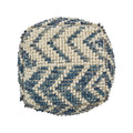 Alina Wool And Cotton Pouf, Natural And Blue Natural Wool