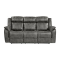 Classic Brownish Gray 1Pc Double Reclining Sofa Plush Comfort Pillow Top Arms Vertical Tufting Solid Wood Transitional Living Room Furniture Gray Microfiber Wood Classic,Transitional Pillow Top Arms Wood