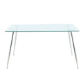 Modern Simple Rectangular Glass Dining Table, Solid Tempered Glass Tabletop, Electroplated Table Legs, Light Yellow Pu Dining Chair Set, Suitable For Restaurant Kitchen Use Set Of 9 Upholstered Chair Glass Light Yellow Seats 8 Metal Rectangular Dining