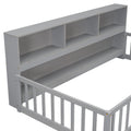 Twin Floor Bed With Bedside Bookcase,Shelves,Guardrails,Grey Twin Grey Bedroom American Design Pine