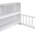 Twin Floor Bed With Bedside Bookcase,Shelves,Guardrails,White Twin White Bedroom American Design Pine