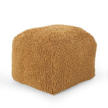 Spongy Microfiber Square Pouf, Yellow Yellow Microfiber