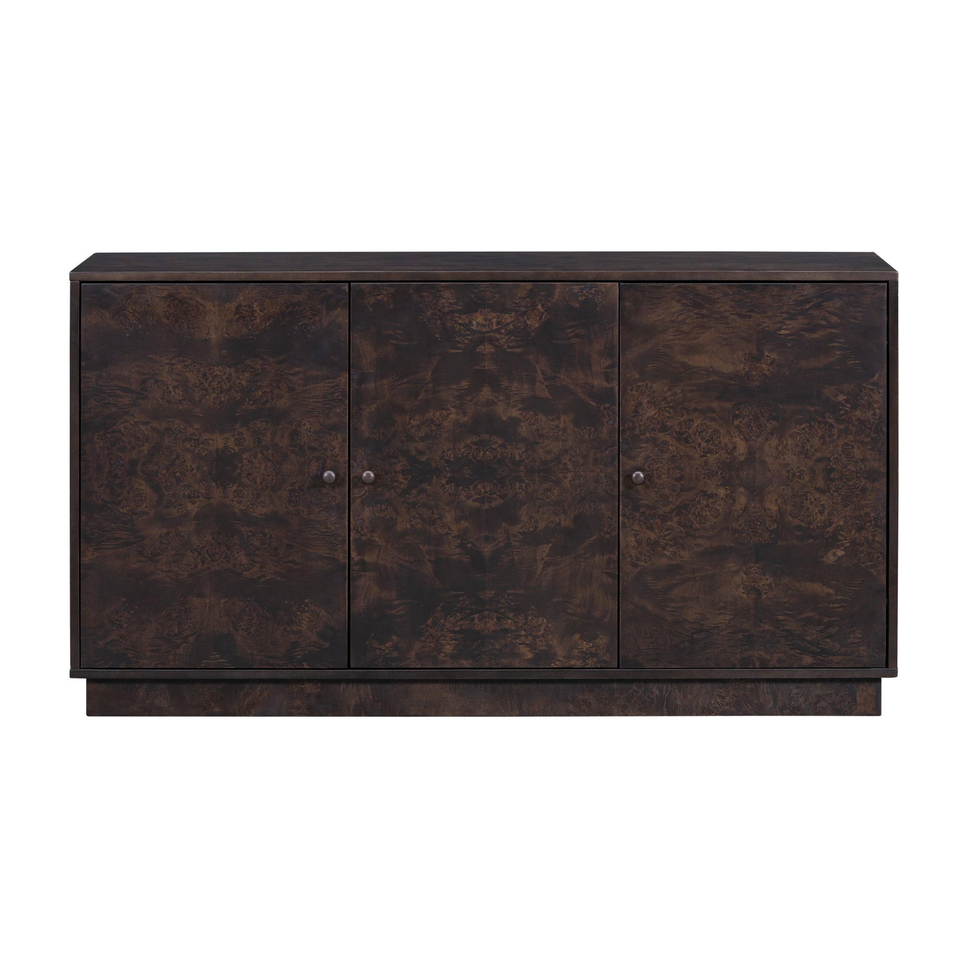 Wood Pattern Storage Cabinet With 3 Doors, Suitable For Hallway, Entryway And Living Rooms. Brown Mdf