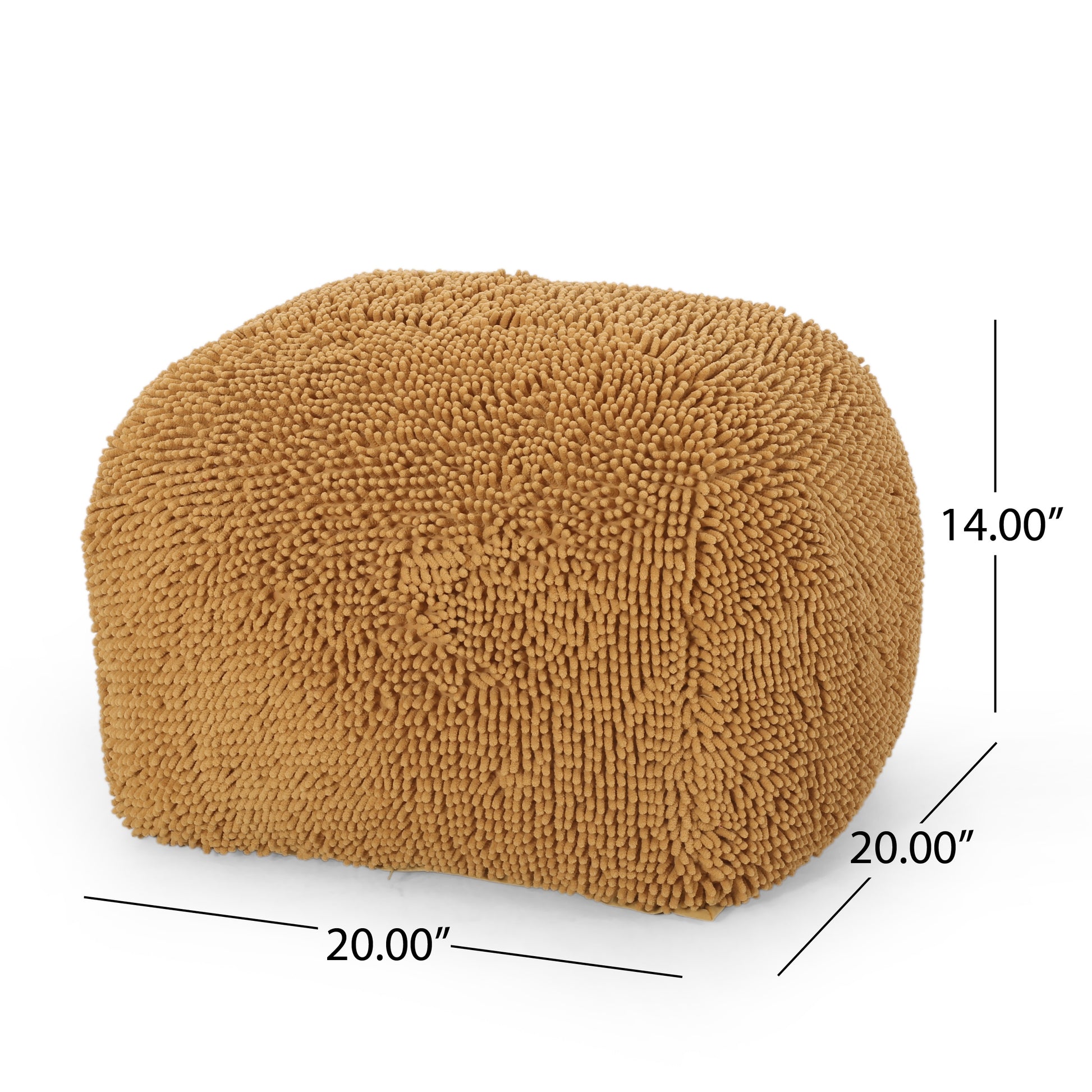 Spongy Microfiber Square Pouf, Yellow Yellow Microfiber