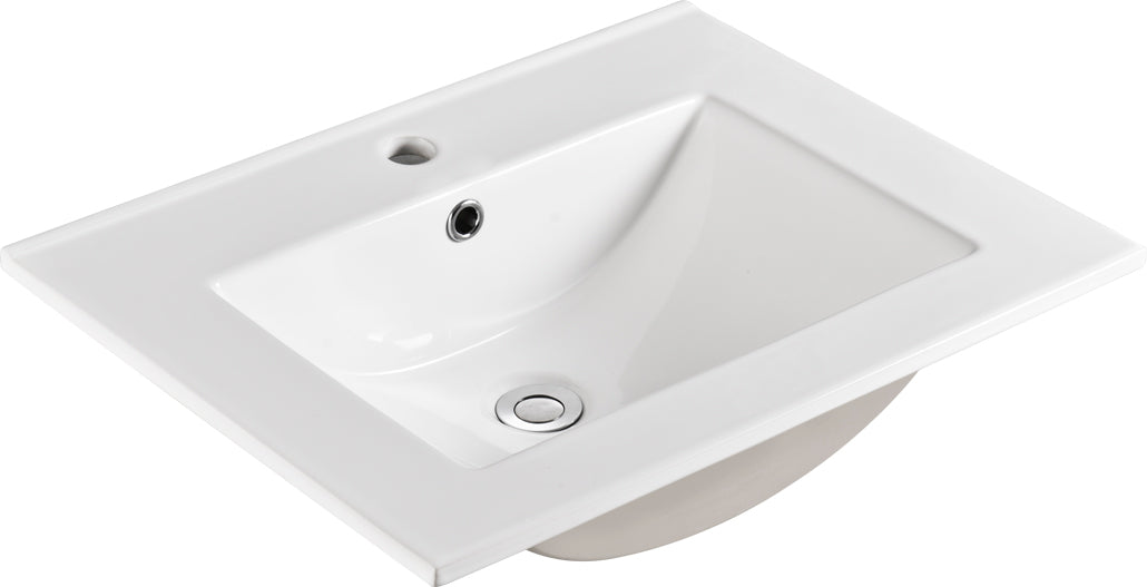 24 Inch Ceramic Vanity Top, 24"D X 18.3"W X 6.7"H, Glossy White Only Basin White Bathroom American Design Ceramic