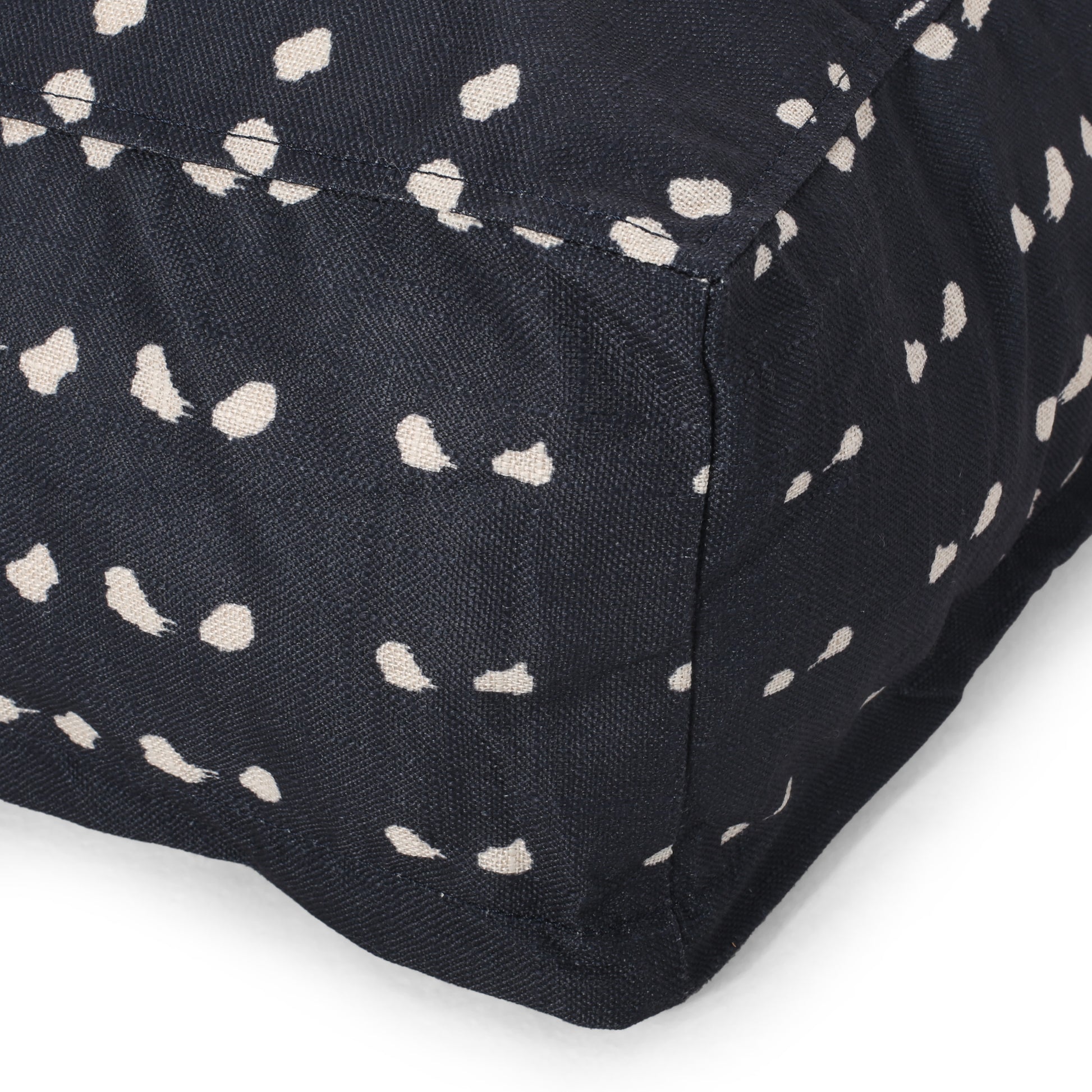 Dalm Fabric Square Pouf, Dark Blue And White Dark Blue Fabric