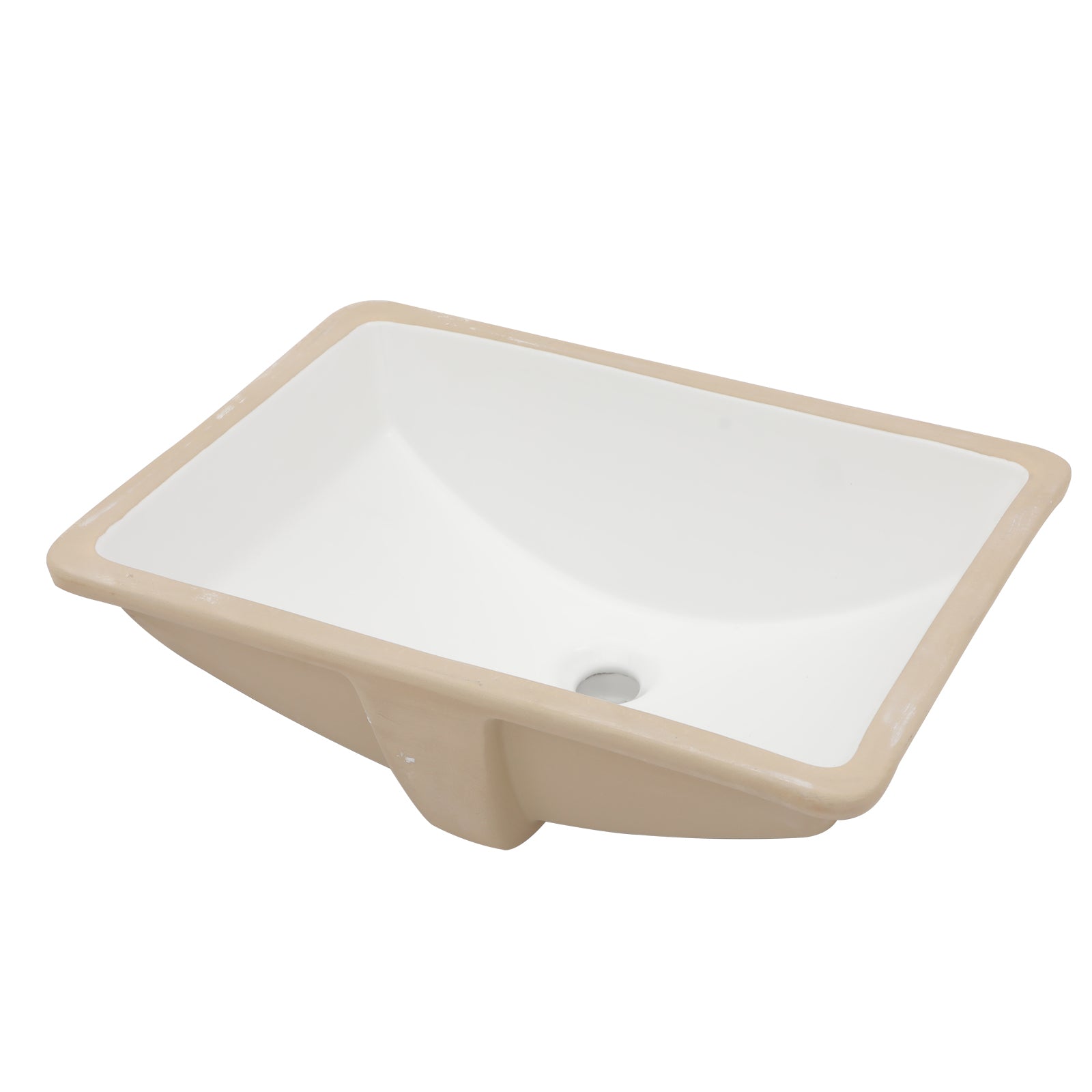 21.5"X15" White Ceramic Rectangular Undermount Bathroom Sink With Overflow White Ceramic