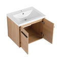 Oak 24 Inch Bathroom Vanity With Resin Countertop Sink, 2 Doors Bathroom Cabinet Set Oak Bathroom American Design Engineered Wood