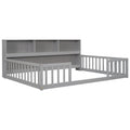 Full Floor Bed With Side Bookcase,Shelves,Guardrails,Grey Full Grey Bedroom American Design Pine