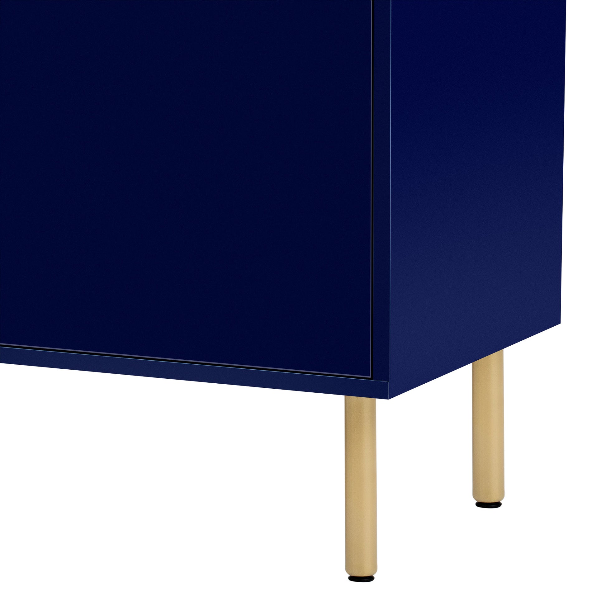 Wooden Storage Cabinet With Drawers, Steel Pipe Table Legs, Suitable For Hallway, Study, Living Room. Navy Blue Mdf