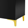 Glossy Finish Light Luxury Storage Cabinet, Adjustable, Suitable For Living Room, Study, Hallway. Black Mdf